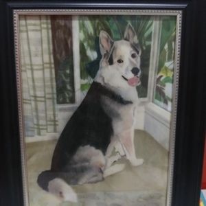 Vintage Pastel German Shepherd Dog / Artist: Saks